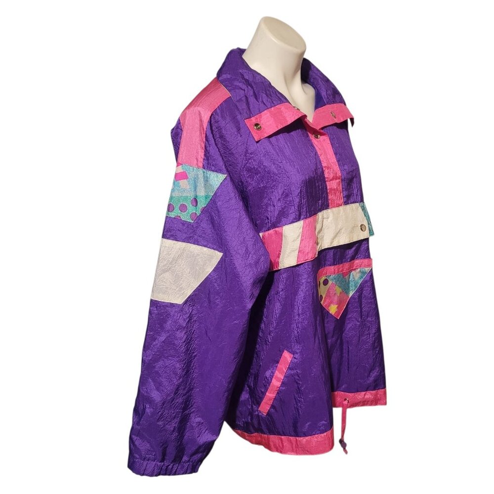 Vintage Spring Harbor Windbreaker Jacket L/XL Purple Pink Colorful Large X Large